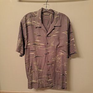 Tommy Bahama Men's Short Sleeve Silk Button Front Hawaiian Camp Shirt Large